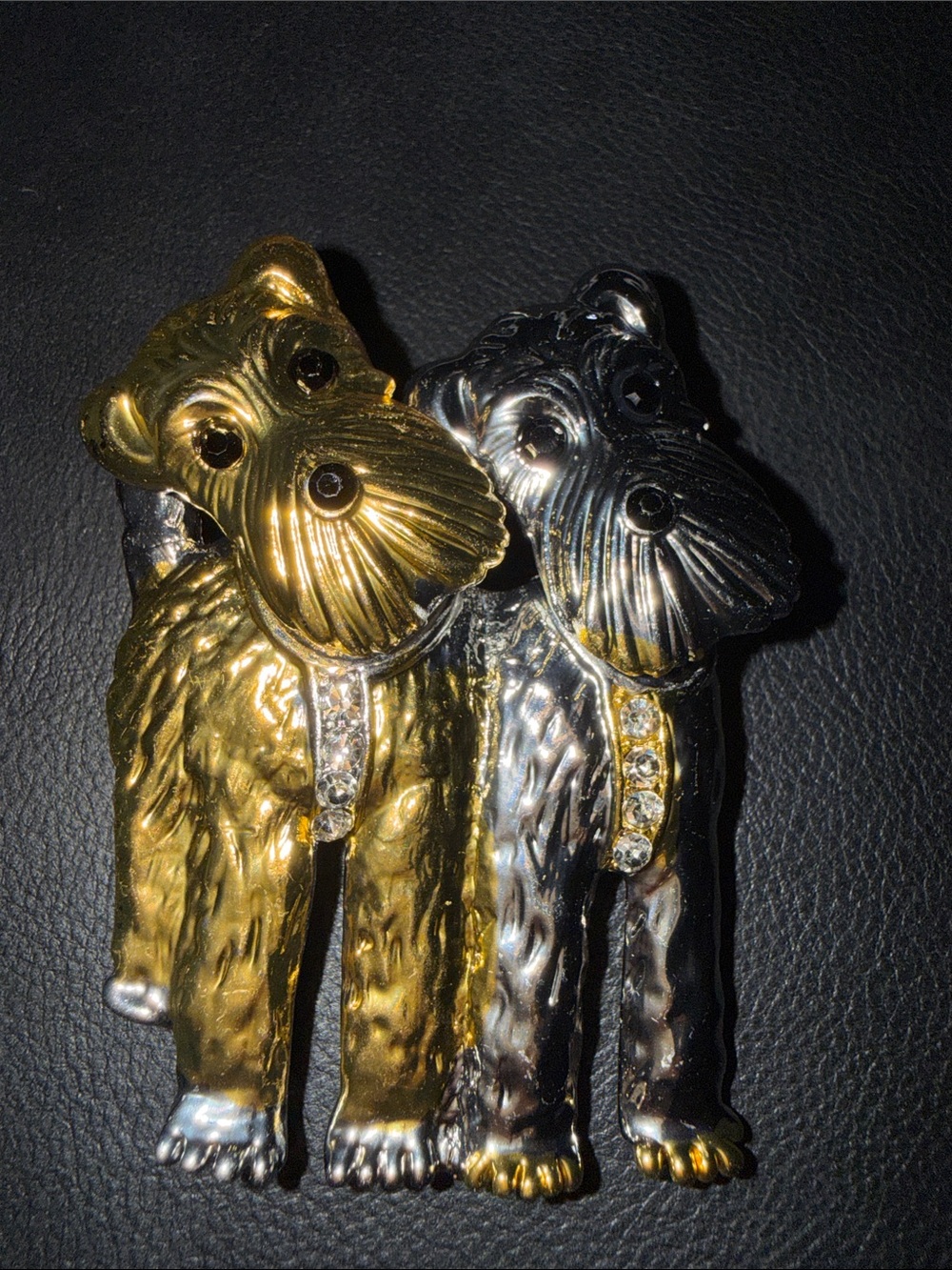 Gold & Silver Dog Pin Brooch - Decorative Pet Accessory